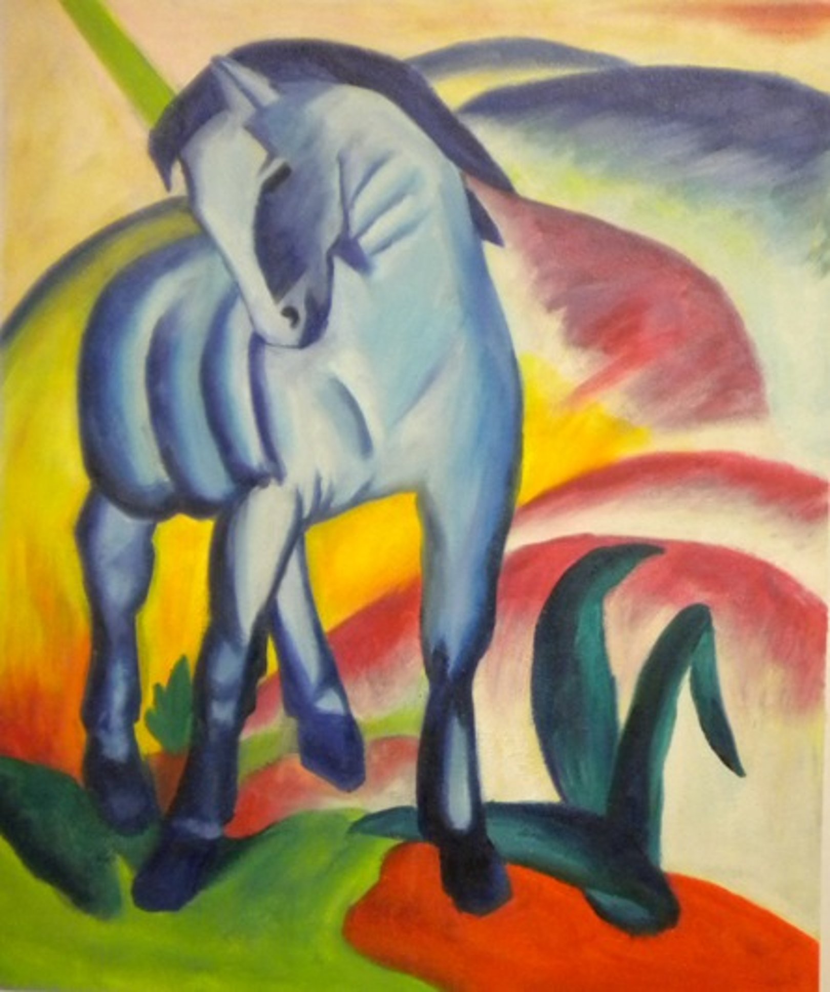 Quadro Cavallo di Marc, falso d'autore 60x50cm Personaggi e scene di vita Quadro Cavallo di Marc, falso d'autore 60x50cm Personaggi e scene di vita